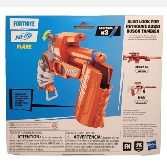 NERF Fortnite Flare Dart Blaster, Includes 3 Mega Darts, Epic Games!NEW - Picture 3 of 4